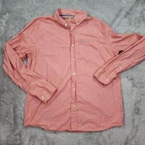 Hollister Shirt Mens Large‎ Red Long Sleeve Button Up Oxford Casual Cotton Top